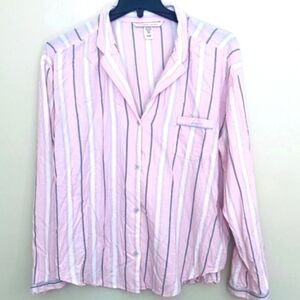 Victoria's Secret Pink Striped Long Sleeve PJ Top